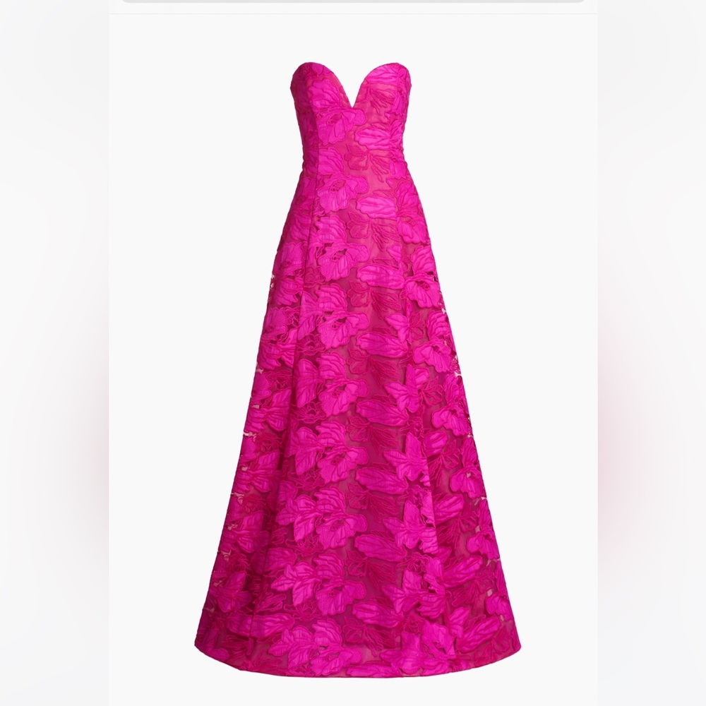 ML Monique Lhuillier Francine Strapless Gown Pink